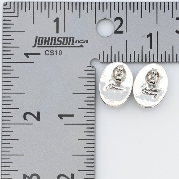 Vintage Tommy Jackson Navajo Sterling Silver Lapis Lazuli Post Earrings 1970s - Picture 5 of 5